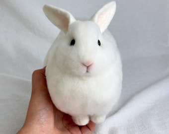 Custom Needle Felted Rabbit Sculpture, Personalized Bunny Replica, Pet Loss Keepsake