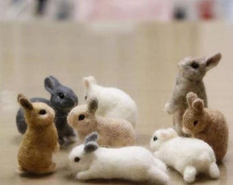Needle Felted Mini Wool Bunny, Lop Ornament. Easter Bunny