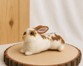 Custom Rabbit Figurine, Handmade Needle Felt Bunny, Personalized Pet Memorial Keepsake, Bunny Lover Gift