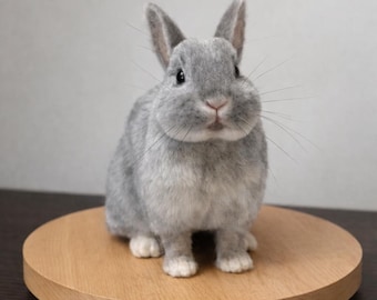 Custom Wool Felt Pet Portrait - Handmade Keepsake Gift -Bunny Lover Gift