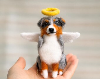 Custom Needle Felted Dog Sculpture, Handmade Wool Pet Figurine, Pet Memorial Keepsake