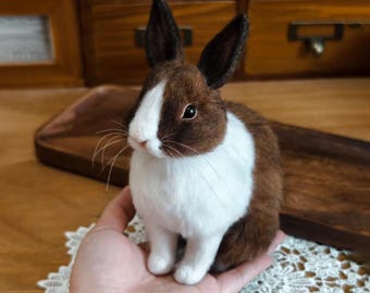 Custom Needle Felted Rabbit Figurine, Wool Bunny Sculpture, Pet Loss Memorial Keepsake,Christmas gift