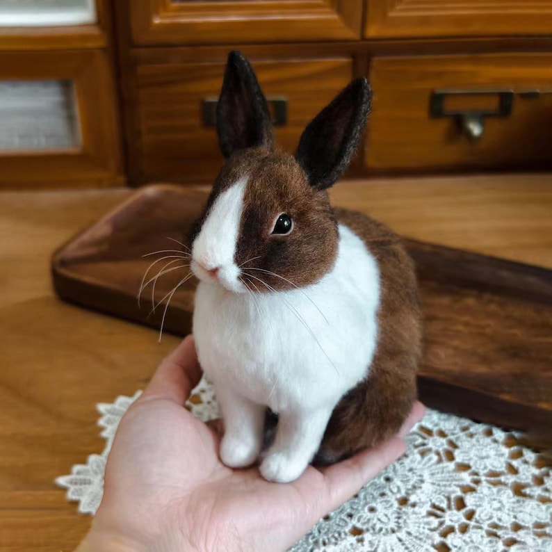 Custom Needle Felted Rabbit Figurine, Wool Bunny Sculpture, Pet Loss ...