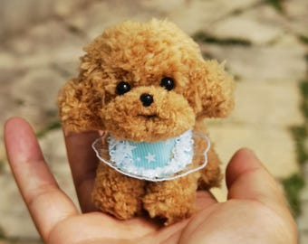 Handmade Dog Figurine – Mini Poodle Ornament, Tiny Puppy Dollhouse Miniature, Easter Gift