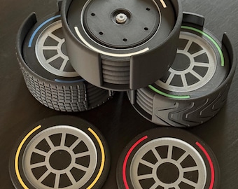 3D Printed F1 Tyre Inspired Coaster Set