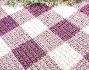 CROCHET PATTERN: Easy Plaid Blanket, Checkered Afghan (PDF Download) - The Oppa Gingham Style