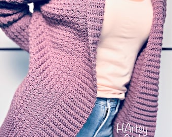 WZÓR NA SZYDEŁKO: Kardigan Suzette Stitch, sweter z otwartym przodem, rozmiary od Xs do 5XL (pobierz plik PDF) - The SuzyCute