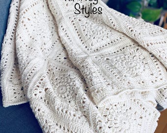 GEHAAKT PATROON: dikke oma-vierkante deken met textuur, gezellig boho-afghaans (pdf-download) - The Squarvelous