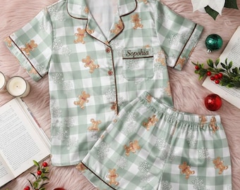 Couqette Disney Gingerbread Bakery Christmas Pajamas, Christmas Plaid Pajamas,Christmas Gift, Gingerbread Christmas Loungewear,Christmas Pjs