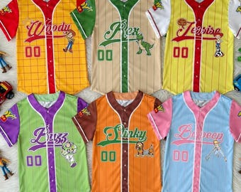 Colección de camisetas de béisbol personalizadas de Disney Toy Story, camisetas de personajes de Toy Story, camisetas de Woody, atuendos del equipo de béisbol de Toy Story, camisetas familiares