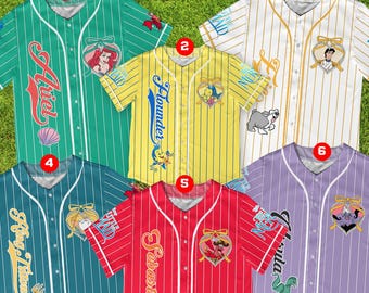 Custom Coquette Bow Disney The Little Mermaid Baseball Jersey Collection, Coquette The Little Mermaid Characters Jersey, Disney Jersey Shirt