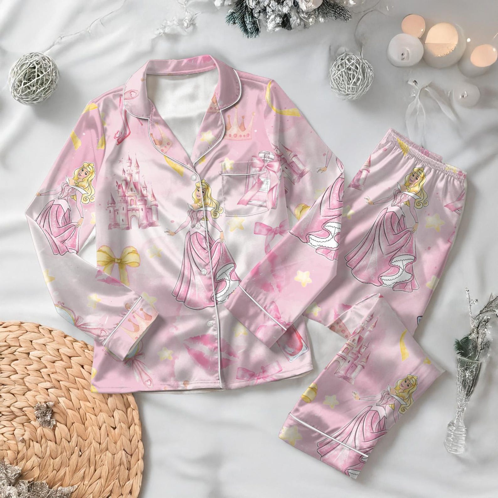 Disney Aurora Princess Satin Pajamas Set, Sleeping Beauty Pajamas ...
