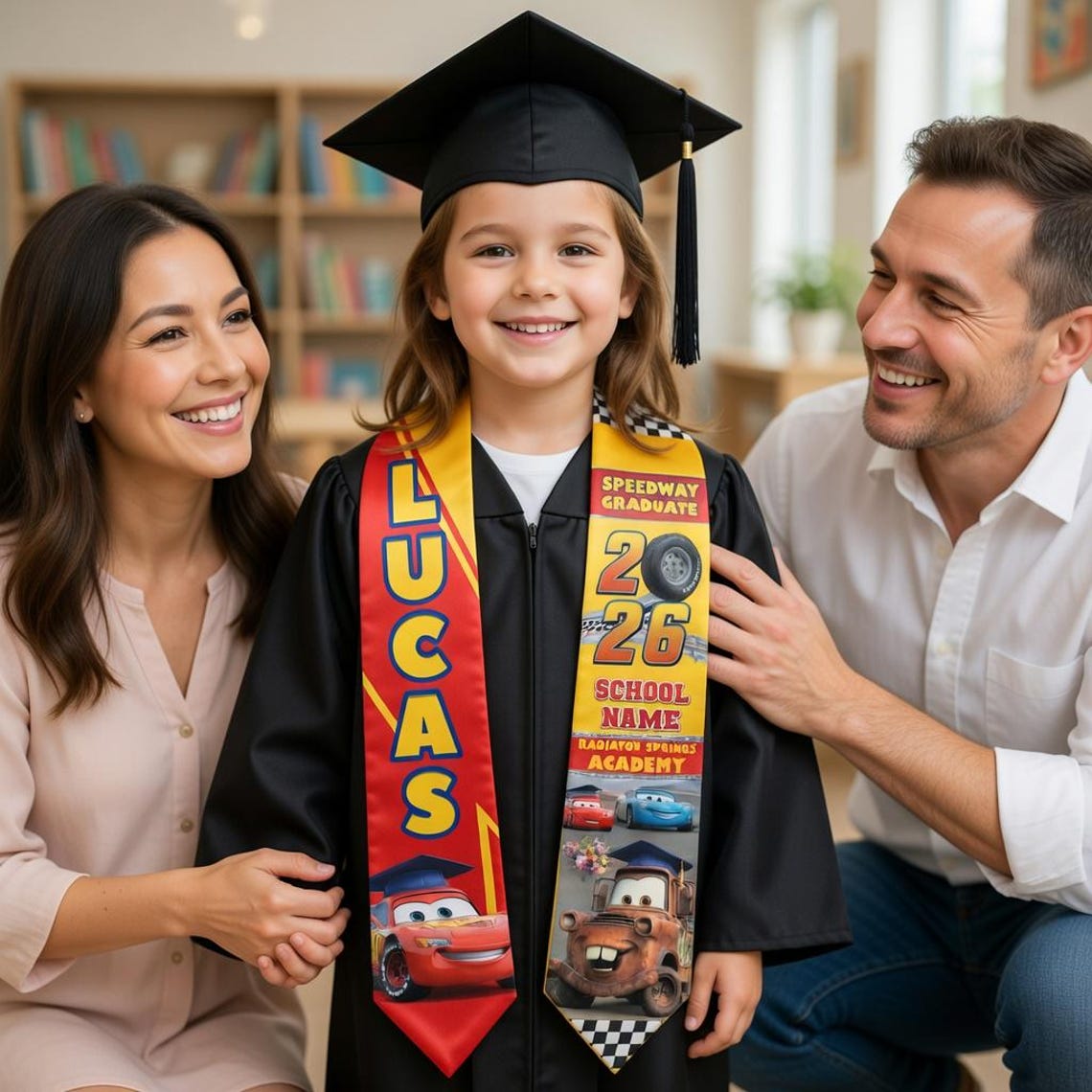 Disney Cars Graduation Stole for Kids, Lightning Mcqueen Mater ...