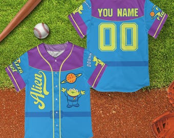 Camiseta de béisbol personalizada de Disney Toy Story Aliens, nombre personalizado, trajes del equipo de béisbol de Disney para niños, jóvenes y adultos, camiseta de Pixar Toy Story para fanáticos