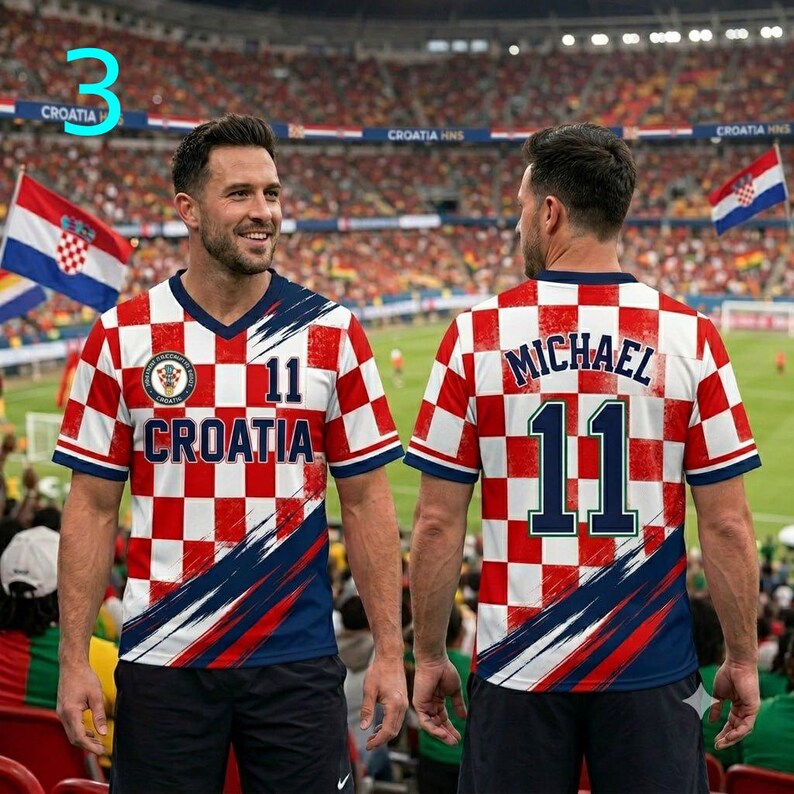 Kroatien Name Fußball Trikot, Crop Top Trikot, personalisierte Kroatien Fußball Shirt, kroatischer Fan Trikot, WM Fußball Geschenk Bild 5