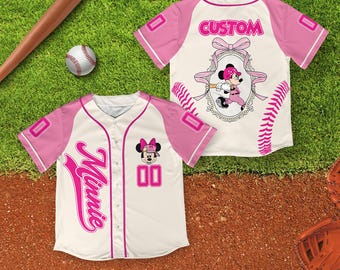 Benutzerdefinierte Minnie Mouse Baseball Jersey, Minnie Mouse Baseball Jersey, Benutzerdefinierte Minnie Baseball Shirt, Minnie Jersey