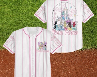 Custom Disney Princess Baseball Jersey, Custom Princess Women Baseball Team Shirt, Magic Kingdom Princess Mickey, Girls Trip Birthday Outfit
