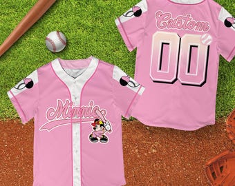 Benutzerdefinierte Vintage Disney Minnie Maus Baseball Jersey, Minnie Maus Jersey, Minnie Baseball Shirt, Retro Minnie Maus Jersey, Minnie Jersey