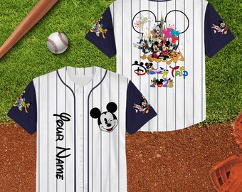 Custom Disneyland Trip Baseball Jersey Team Matching, Personalized Name Disney Castle Shirt, Disney Jersey, Mickey Head Disney Kingdom Shirt