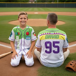 Custom Disney Toy Story Buzz Lightyear Baseball Jersey, Custom Kids Youth Adult Disney Jersey, Toy Story Jersey, Jersey for Disney Pixar Fan image 3
