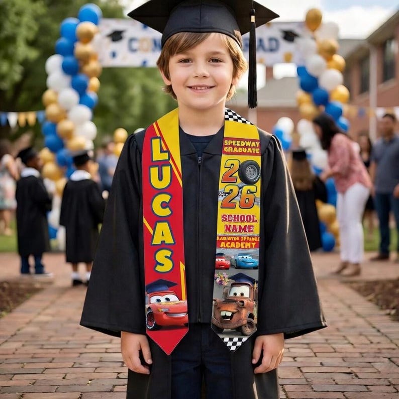 Disney Cars Graduation Stole for Kids, Lightning Mcqueen Mater ...