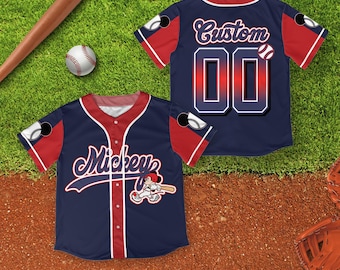 Camiseta de béisbol vintage personalizada de Mickey Mouse de Disney, camiseta de Mickey Mouse, camiseta de béisbol personalizada de Mickey, camiseta retro de Mickey Mouse
