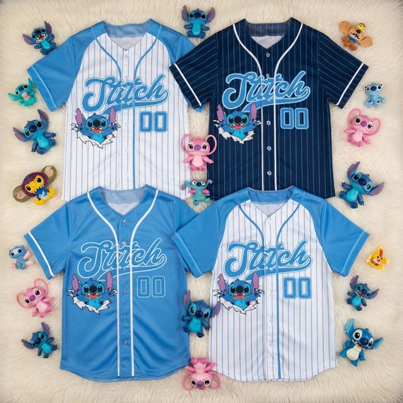 Custom Disney Lilo and Stitch Jersey, Stitch Baseball Jersey, Kid Youth Adult Disney Baseball Jersey, Disney Family Jersey, Stitch Jersey