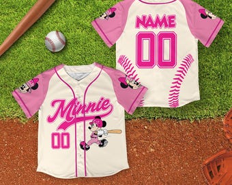 Personalisierte Disney Minnie Maus Vintage Baseball Jersey, Benutzerdefinierte Minnie Baseball-Shirt, Minnie Maus Jersey, Jersey für Kinder Jugend Erwachsene