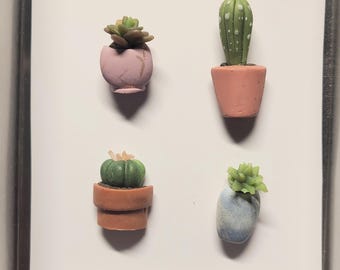 Decorative Art Magnet set- Potted Succulents- Mad Dash Studio