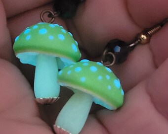 Grow in the Dark - Mushroom Earrings - Mad Dash Studio - Shining like a jewel