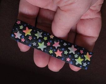 Starbow and Glow - Glowst - Polymer Clay Barrette - Mad Dash Studio