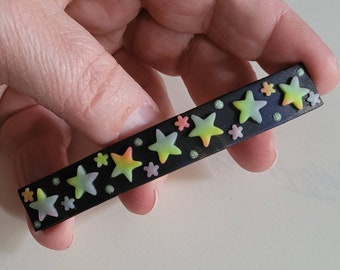 Starbow and Glow - Celestial Dance - Polymer Clay Barrette - Mad Dash Studio