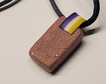 Pride Brick - Nonbinary Pride- enby pride - Brick Pendant - Mad Dash Studio