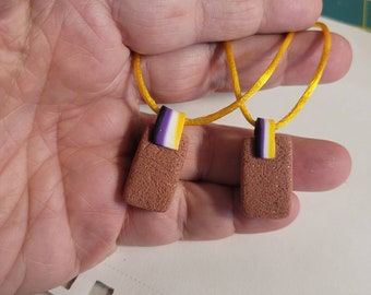 Pride Brick - Nonbinary Pride - enby pride - Brick Pendant - Mad Dash Studio