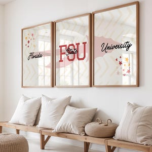 Custom University 3-Panel Poster Print Digital Download Personalized Modern Printable Wall Art Set