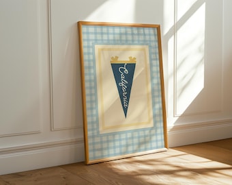 California UCLA Aesthetic Vintage Pennant Flag Poster College Dorm Wall Print Decor