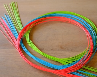 Mizuhiki cords 30 pcs! (3 colors, 10 pieces each) Decorative paper cords , reddish, bluish , greenish color assort