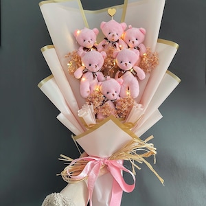 Teddy Bear Bouquet, Plush Teddy Bear Flower Bouquet, Teddy Bear Gift Bouquet, Valentines Day Gift, Gift For Her, Gift Box, Gift Box For Her