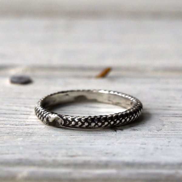 Ouroboros Ring, Sterling Silver Ring, 14K Gold Ring, Vintage Style Engagement Ring by Peg and Awl | Dorian ATN