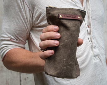 Waxed Canvas Pouch, Pencil Case, Zipper Pouch, Pen Case by Peg and Awl | Scribbler Pouch