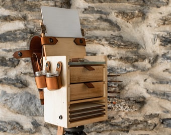 Scout Pochade Box for Oil + Acrylic Artists, Artist Box, Wood Easel Portable Studio by Peg and Awl