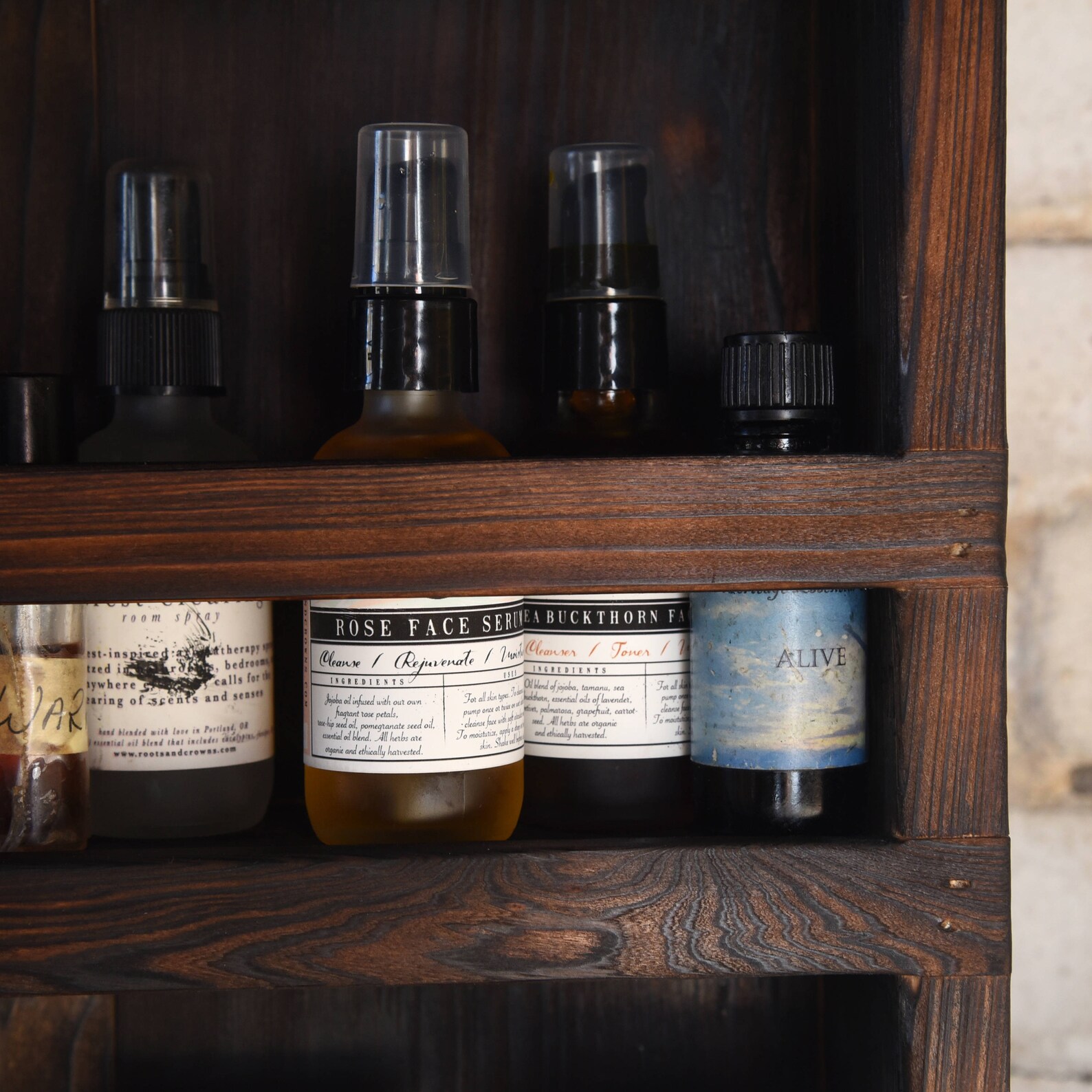 Black Wood Apothecary Bathroom Storage Kitchen Etsy