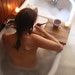 Sustainable Wood Bath Tray in Oak, Natural Bath Caddy for Self Care, Bathtub Tray by Peg and Awl 