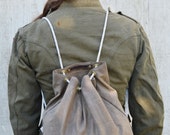 Waxed Canvas Ditty Bag, Minimalist Croaker Sack Backpack, Drawstring Bag Lightweight for Travel by Peg and Awl