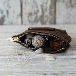 Waxed Canvas Zipper Pouch, Minimalist Wallet, Purse Organization by Peg and Awl Saver Pouch image 3