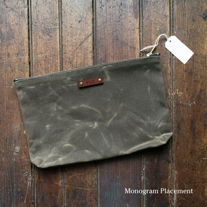 Waxed Canvas Zipper Pouch, Clutch Bag, Cosmetic Bag by Peg and Awl Maker Pouch image 9