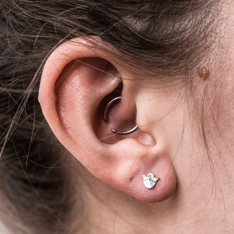 Tulip Earrings, Sterling Silver Studs, Flower Earrings by Peg and Awl Opal Foundlings image 8