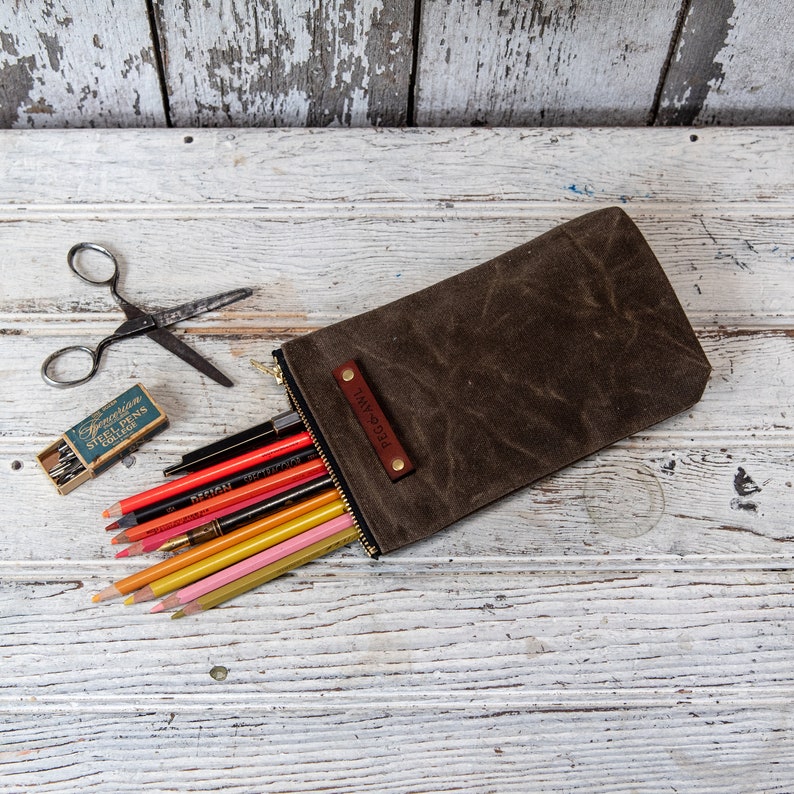 Waxed Canvas Pouch Pencil Case Zipper Pouch Pen Case by Peg Etsy Ireland