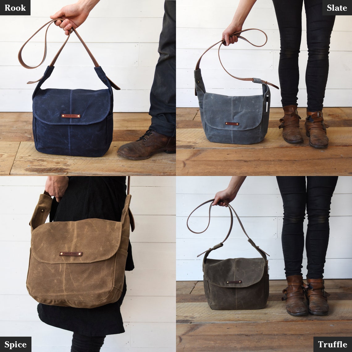 Waxed Canvas Messenger Bag Crossbody bag Shoulder Bag with Etsy