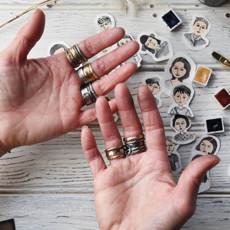 Rustic Ring, Sterling Silver Rings, Stackable Rings, His and Her Promise Rings by Peg and Awl Valene All the Names image 8